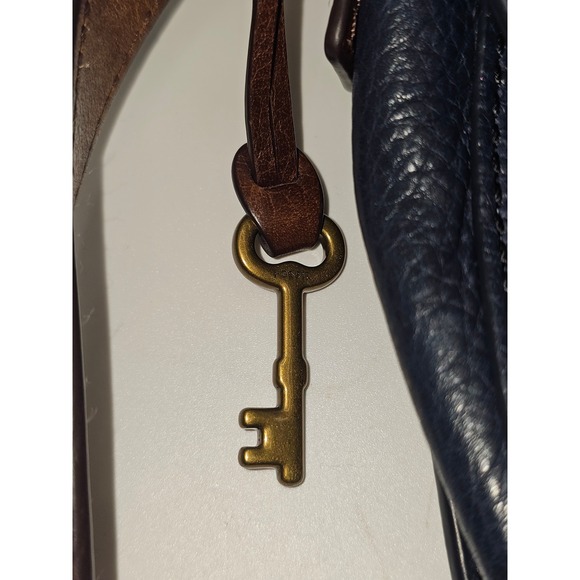 Fossil EMI Crossbody Saddle Bag Blue Multi Color Leather 8x9 inches - Picture 11 of 16